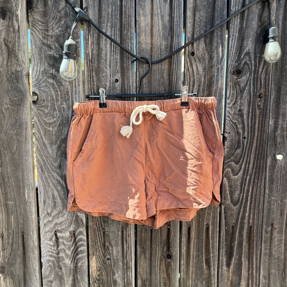 NWT Upwest Peachy Pinkish Orange Lyocell Soft Shorts with Waist Tie Size Small